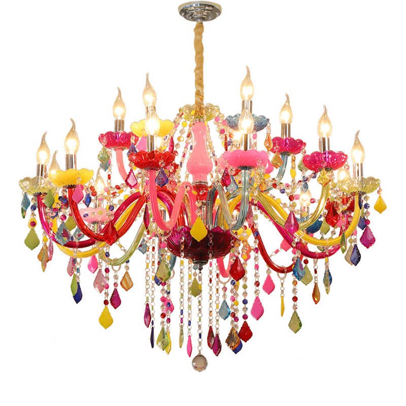 Romantic and creative multi-color chandelier lamps for living room, kitchen, and bedroom, featuring DIY hanging ball lights with Nordic Murano glass design