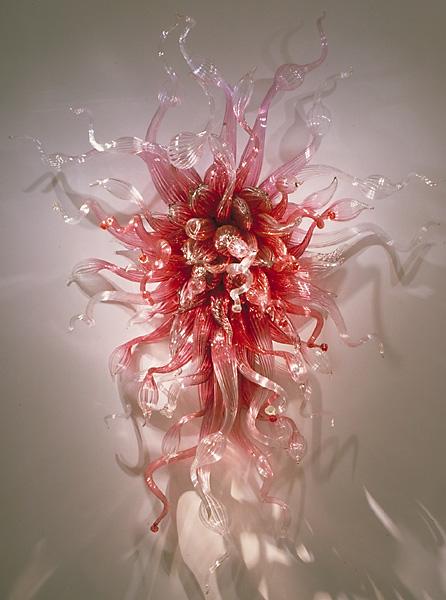 Romantic pink wedding decor lamp with handcrafted blown glass art