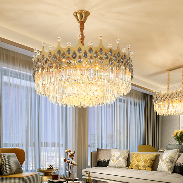 Romantic Princess K9 Crystal LED Chandelier - Modern American Crown-Style Hanging Light Fixture in 60cm, 80cm, or 100cm Diameter by Newlook Design