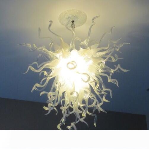 Romantic white LED chandelier with blown glass, perfect for home or wedding decor