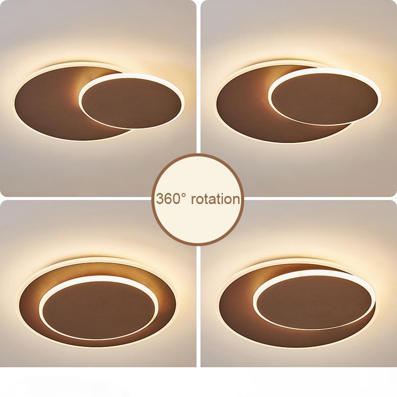 Round DIY rotating modern LED ceiling lights for living rooms, bedrooms, and studies in white and brown colors