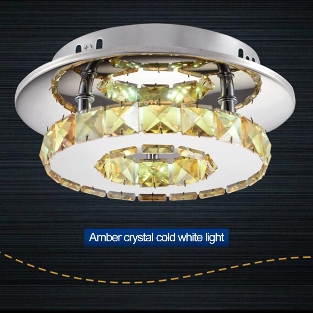 Round modern minimalist LED light crystal lamp for living room, bedroom, porch, and ceiling lighting