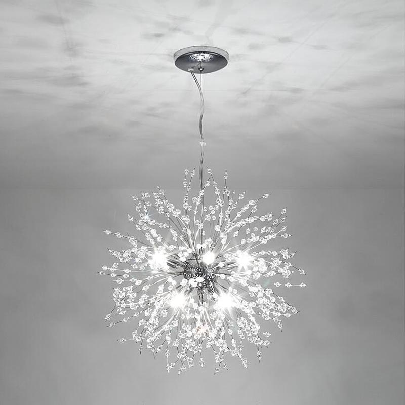 Round silver LED pendant light - Firefly design hanging lamp for kitchen, dining, or living room, shipped from US warehouse
