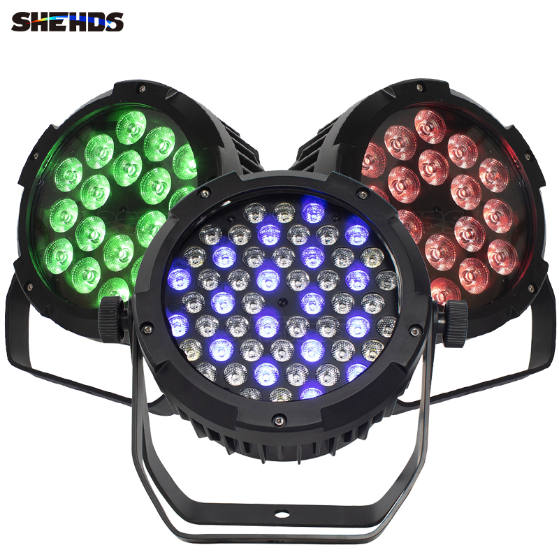 SHEHDS LED waterproof flat panel lights with DMX control for DJ parties, bars, and disco effects, available in 54x3W, 18x18W, and 12W options with strobe and dimming features, fast shipping