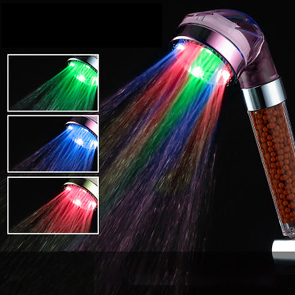 Shower SPA 3-color LED light with temperature display and mineral filter showerhead, perfect as a gift