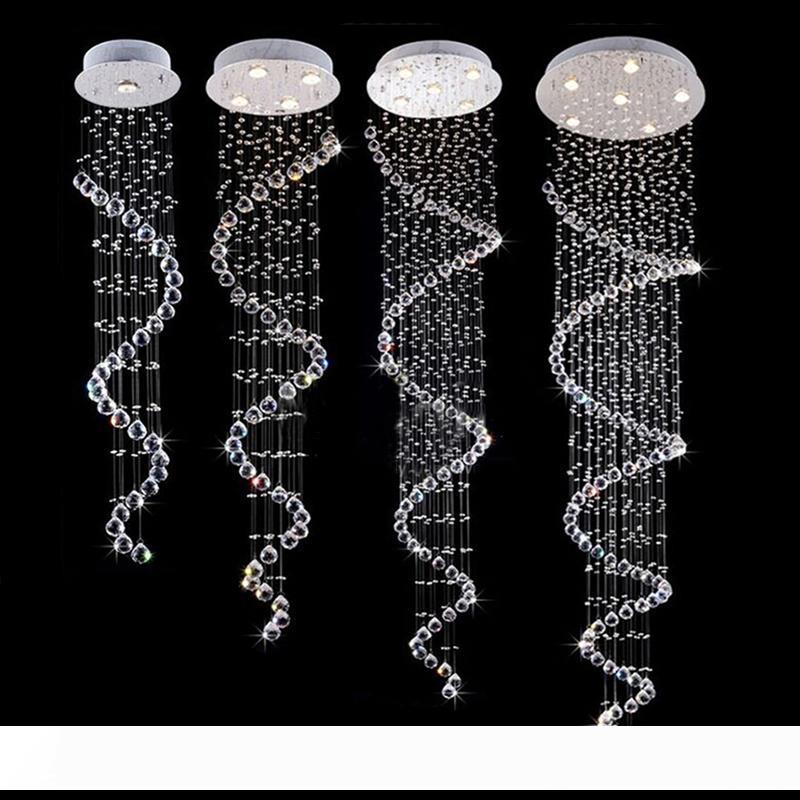 Single spiral chandelier lighting for ceilings in living rooms, hotels, and restaurants with crystal pendant decor