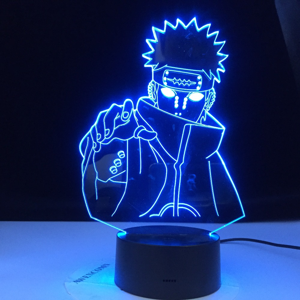 Six Paths of Pain Naruto Nagato LED Night Light for Kids, Color-Changing Bedroom Lamp, Birthday Gift