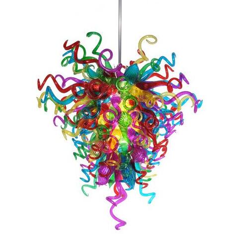 Small multicolored custom pendant lamps in Murano blown glass style, LED hanging lights for home decor
