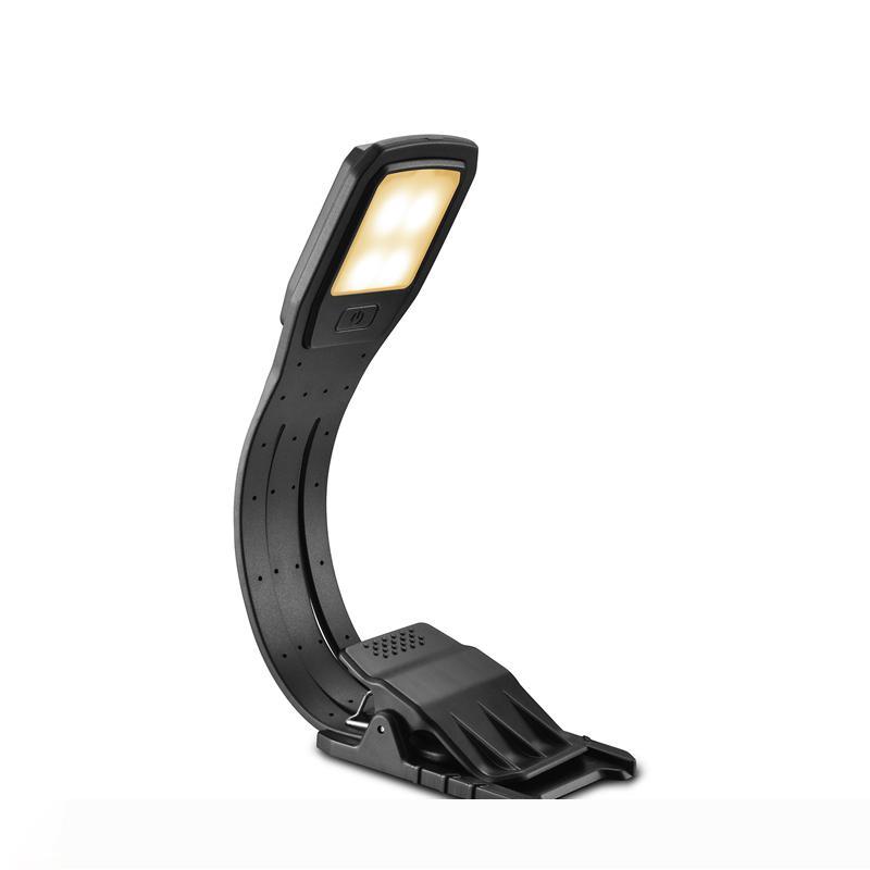 Small portable LED reading lamp with eye protection, foldable acrylic design, rechargeable for warm white light