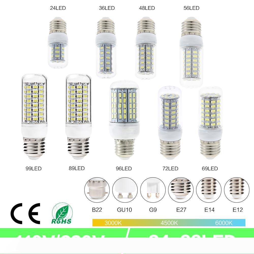SMD5730 E27 GU10 B22 E14 G9 LED lamp 7W 12W 15W 18W 220V 110V 360 angle SMD LED Bulb Led Corn light