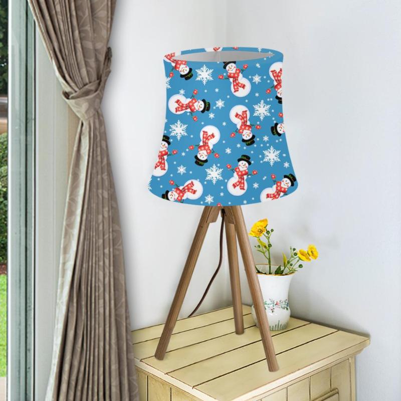 Snowman-patterned fabric lampshade in European style for table, crystal candle, and wall chandelier lighting