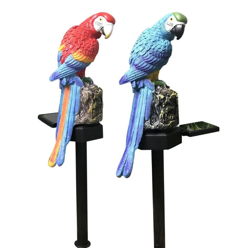 Solar-powered garden lamps shaped like parrots, waterproof LED fairy lights for outdoor Christmas decor