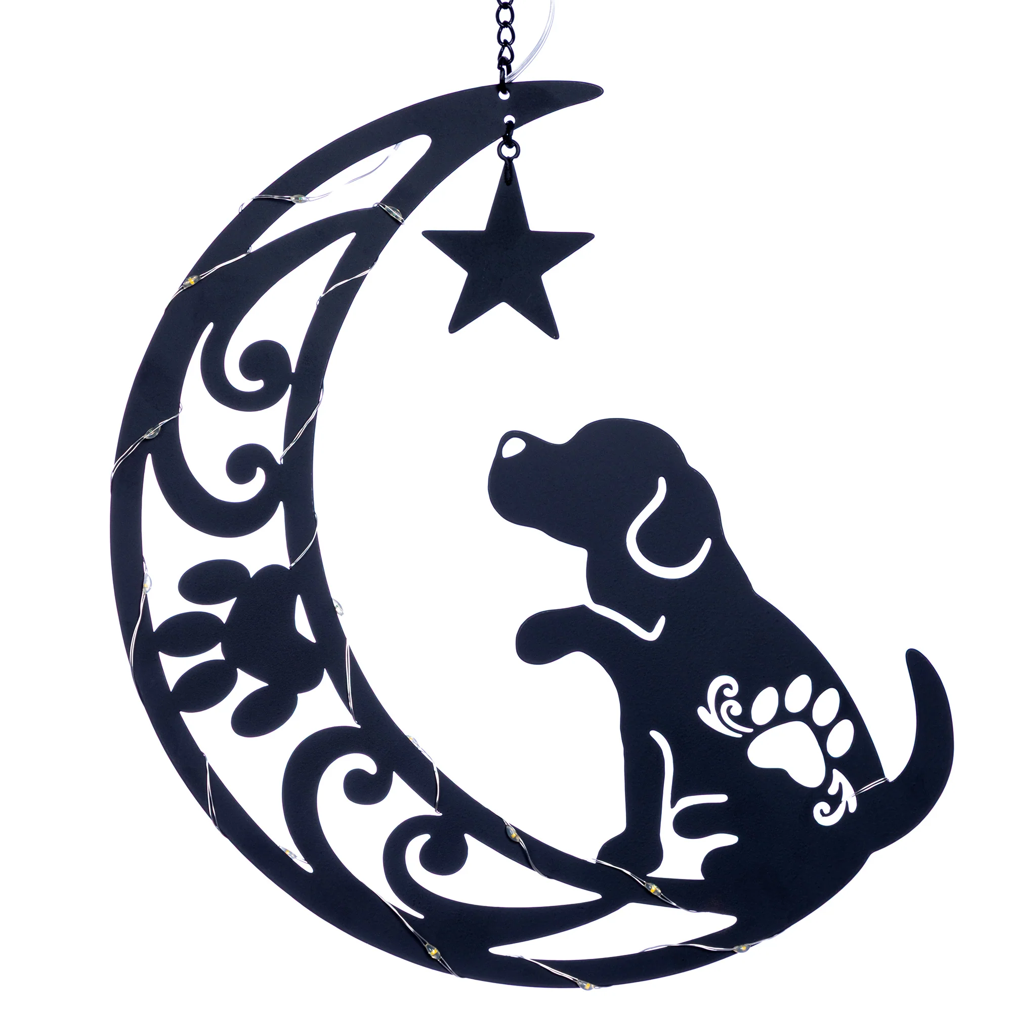 Solar-powered hanging light featuring pets gazing at stars on the moon

Adorable dog-themed moon-shaped solar light for outdoor decoration

Charming pet-inspired celestial solar lamp with a cute dog design

Whimsical solar-powered moon light showcasing a stargazing dog

Eco-friendly hanging solar light with a playful dog gazing at stars

Nighttime pet-themed moon solar light with a cute canine design

Enchanting solar moon lamp featuring a dog watching the night sky

Playful dog-shaped solar light with a starry moon background

Dreamy pet-friendly solar hanging lamp with a celestial dog motif

Cozy outdoor solar light with a dog enjoying moonlit star gazing