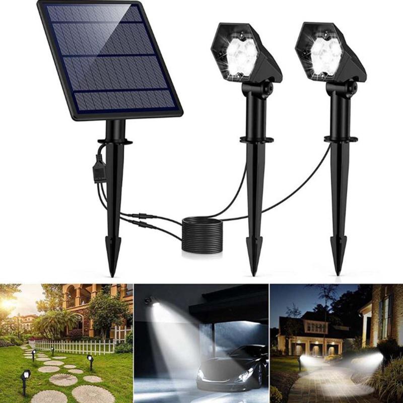 Solar-powered lawn lights with waterproof wiring and adjustable brightness