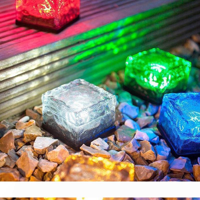 Solar-powered LED brick lamp with 4 auto-lighting LEDs for underground night illumination