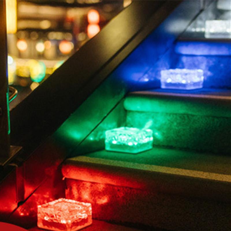 Solar-powered LED brick lights for outdoor pathway and patio decoration