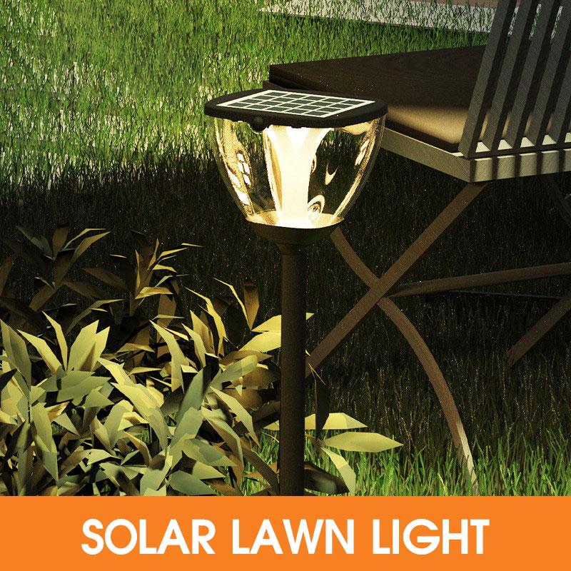 Solar-powered LED garden and lawn lights with smart sensors for indoor and outdoor use