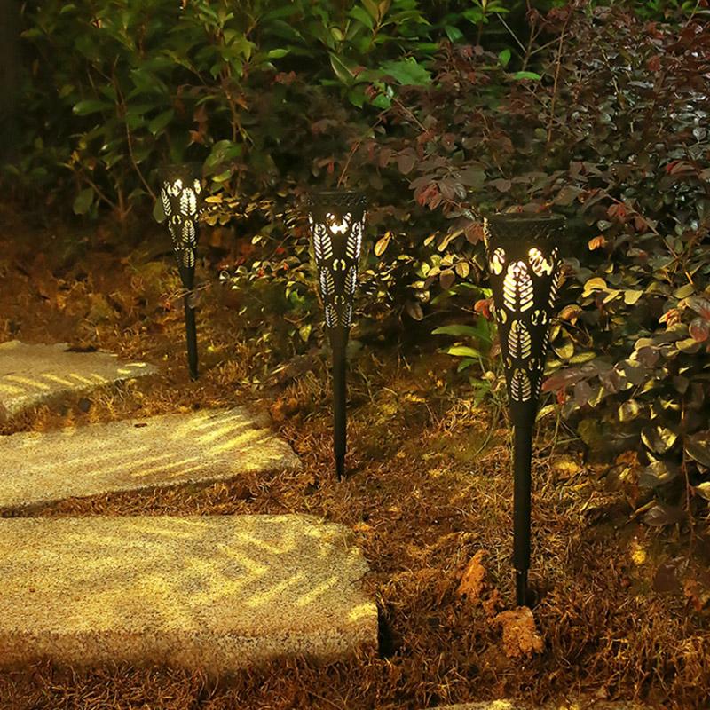 Solar-powered LED lawn lamps for waterproof outdoor garden lighting