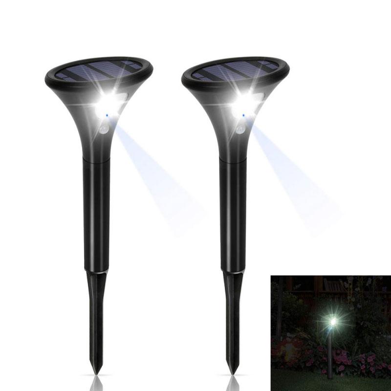 Solar-powered outdoor lawn lights with motion sensor, waterproof IP65 landscape spotlights for patios