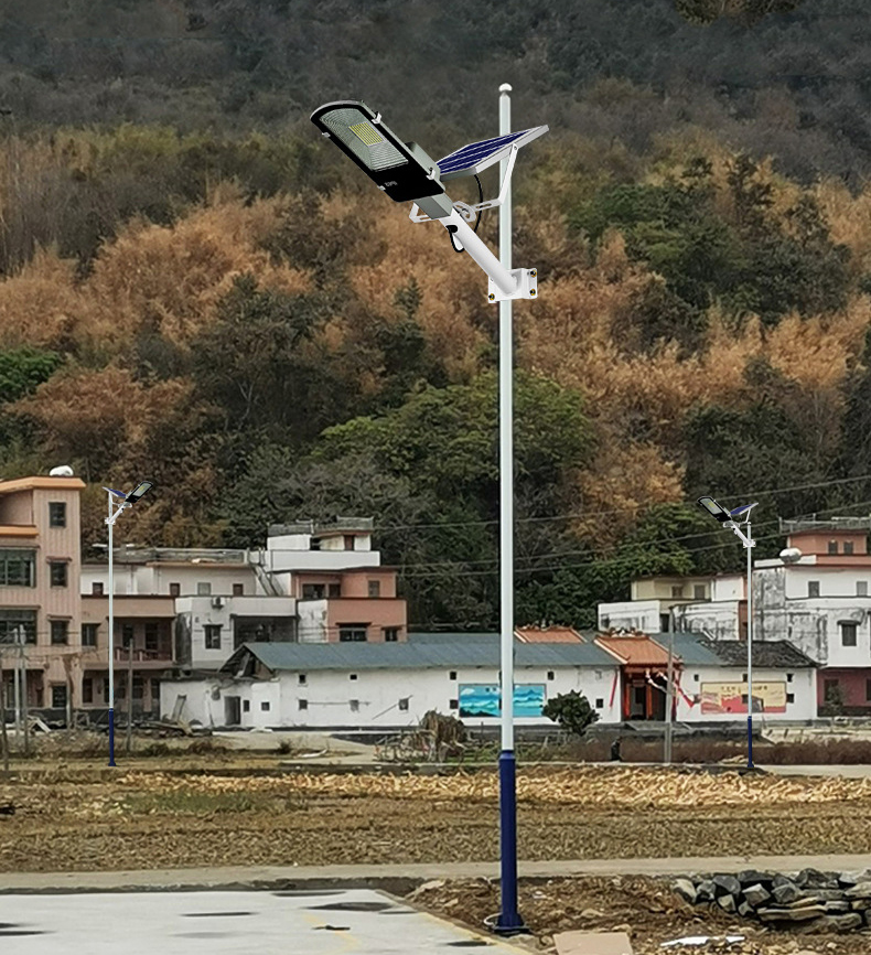 Solar-powered outdoor LED courtyard lights with high brightness, remote control, and automatic dusk-to-dawn operation for rural homes