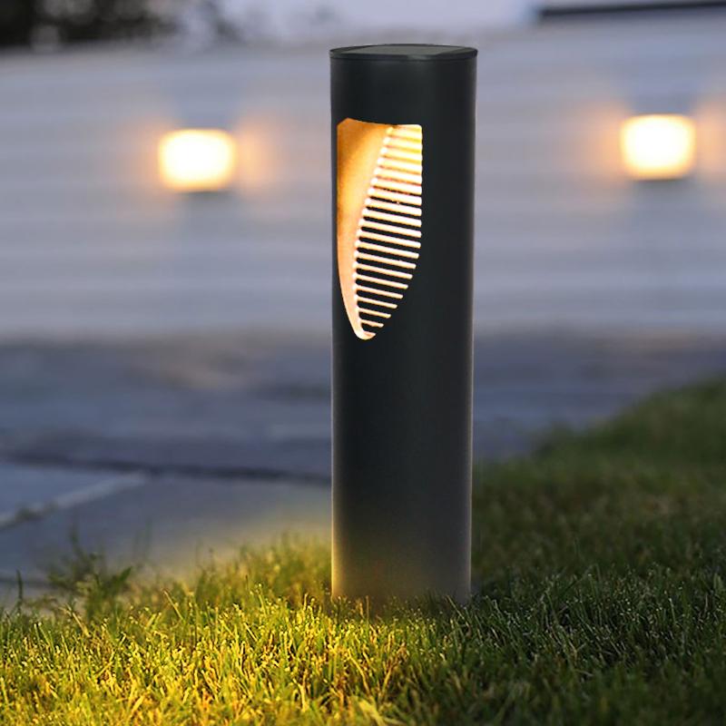 Solar-powered outdoor LED lawn lamps with IP65 waterproof rating for garden and pathway decoration