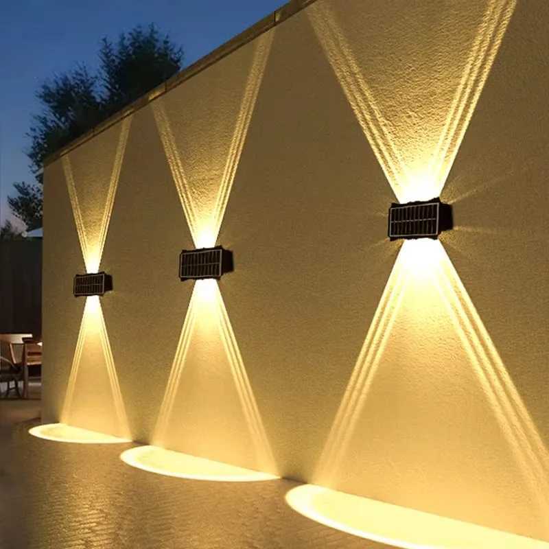 Solar-powered outdoor wall lamp with waterproof LED lighting for balcony, yard, and garden decoration