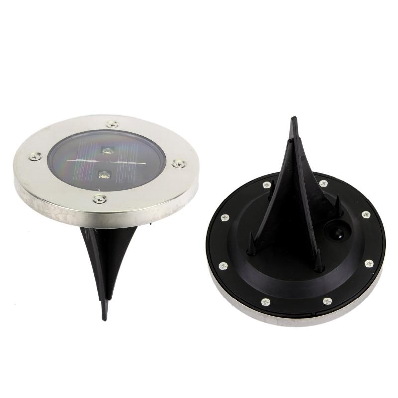 Solar-powered stainless steel round LED lawn spotlights