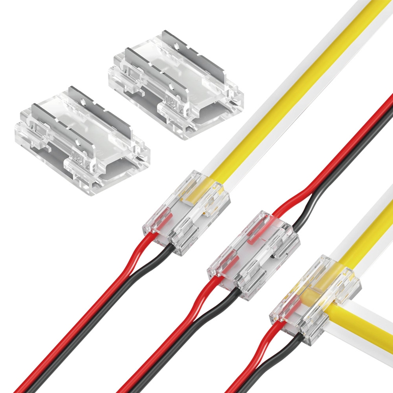 Solder-free 2-pin connectors for 12V/24V SMD/COB LED strip installation