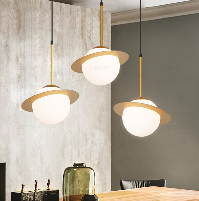 Space Planet Glass Ball Pendant Lights Round Globe Indoor Lamp For Bedroom Cafe