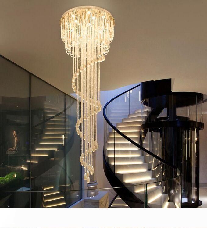 Staircase chandelier  
Duplex Building  
Rotating Villa  
Duplex Living Room  
Building Staircase Light  
Long Modern Simple Crystal Chandelier  
MYY