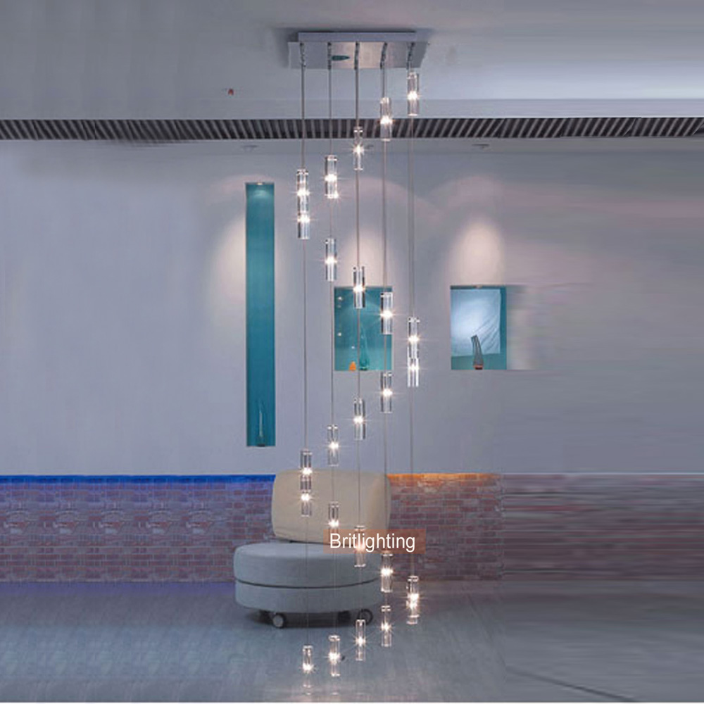 Staircase Crystal Pendant Lamps for Spiral Stairway Decoration