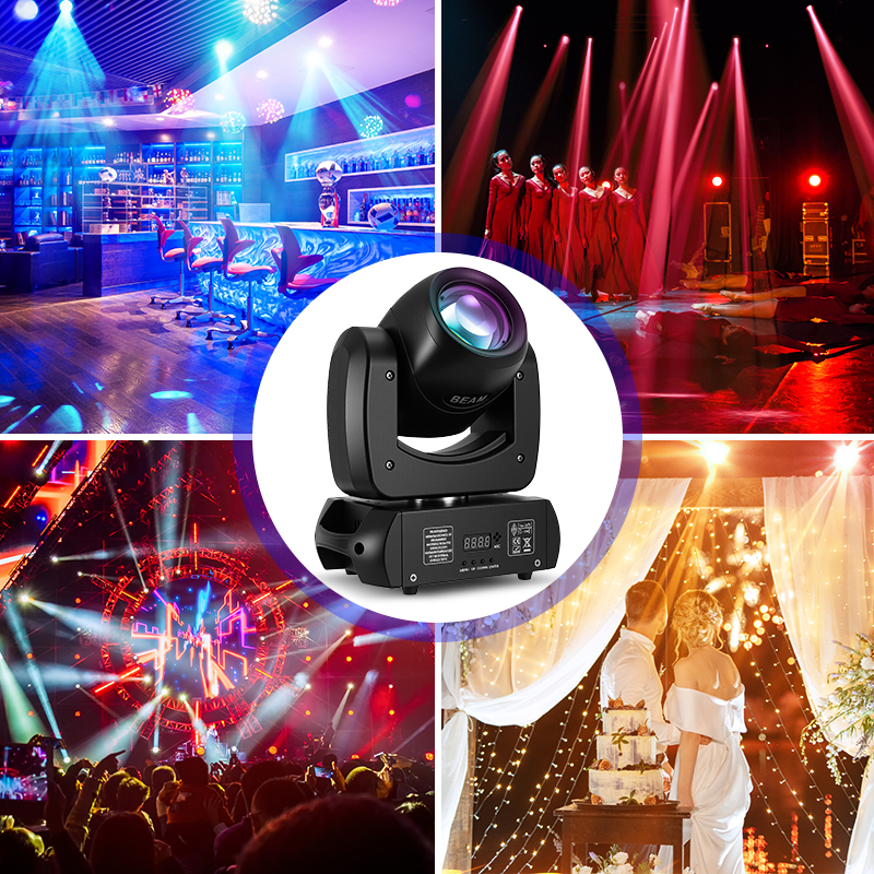 Stock In USA 120W swivel beam light - high-performance lighting for small venues, ideal for concert ambiance, featuring multi-color prism effects and live stage use