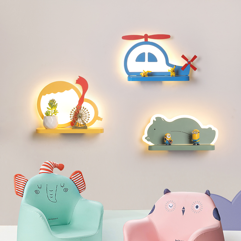 Storeable Wall Lamp Simple Modern Cartoon Wall Light Nordic Children Bedroom Lamps Creative Study Bedside Lighting Bathroom Mirror Lights