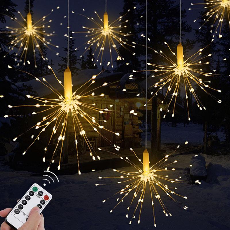 Strings 1-4Pack Firework LED Lights Waterproof Copper Wire Strip String For Wedding Decor Fairy Light Christmas D30