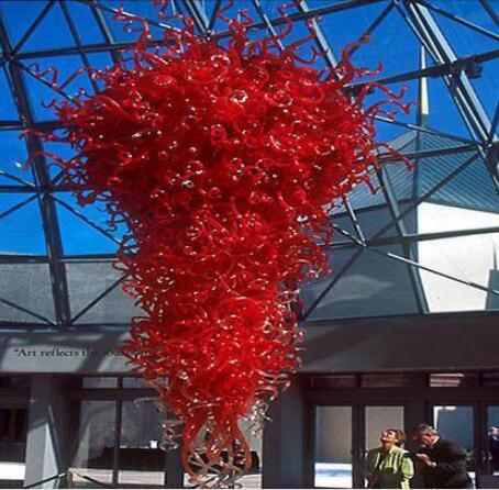 Style Large and Luxury Crystal lamp Modern Art Deco Blown Chandelier LED Light Source Red Glass Pendant Lamps