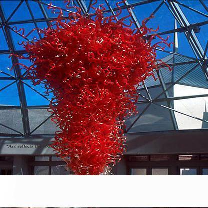 Style Large Glass Crystal Light Modern Art Deco Blown Glass Chandelier LED Light Source Red Glass Pendant Lamps

Elegant modern Art Deco chandelier featuring blown glass crystals with LED lighting in red pendant lamps