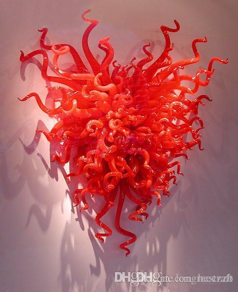 Style Red Color Blown Glass Art Decor Handmade Wall Lamp 110V to 240V LED Wall Art Lamps Wall Sconces
