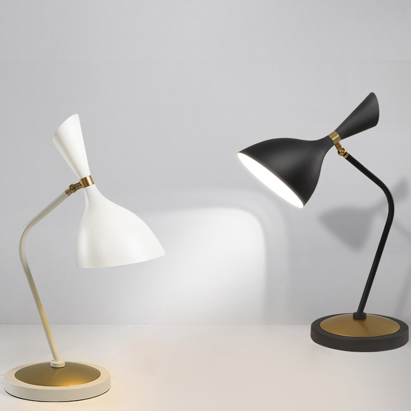 Stylish modern Scandinavian nightstand lamp in sleek black and white home decor