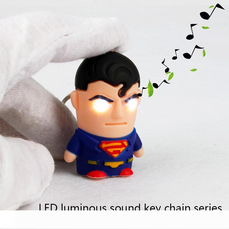 Superman LED night light keychain with noise reduction, emergency flashlight, backpack pendant, ideal for kids' gifts