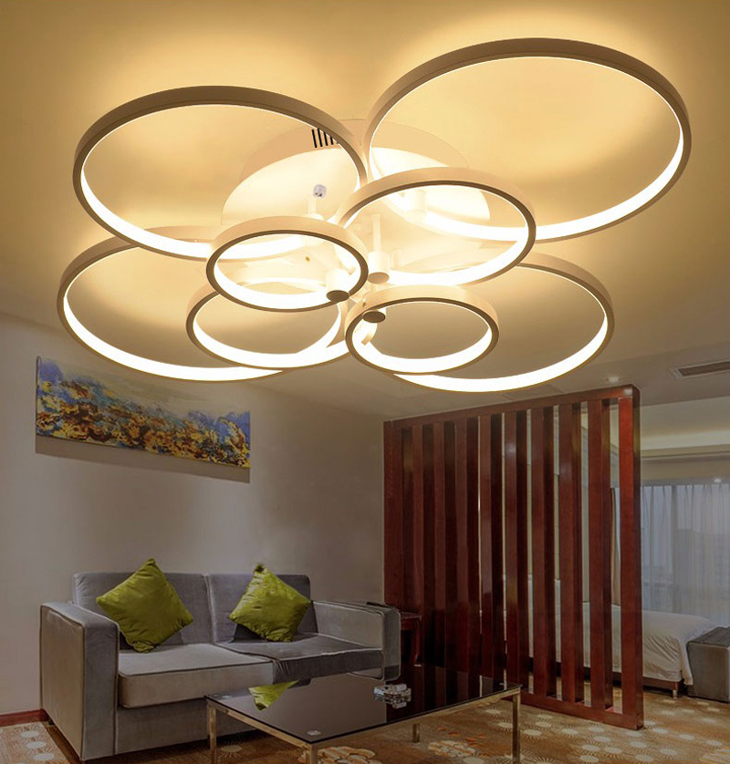 Super-slim LED circular pendant lights for ceiling, stylish ring chandelier