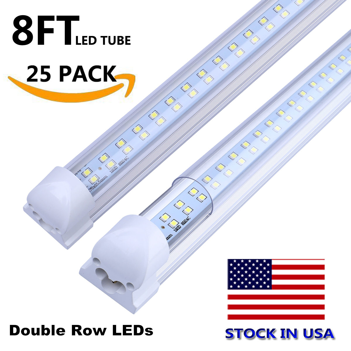 T8 8ft LED Shop Light with 4 rows, 120W integrated V-shape tube for garage lighting, available in 4ft, 5ft, 6ft, and 8ft sizes