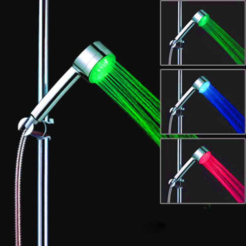 Temperature Sensor 3 Colors Handheld Home Bath Rainbow Changing LED Shower Head Bathroom Showerheads Bathroom Products