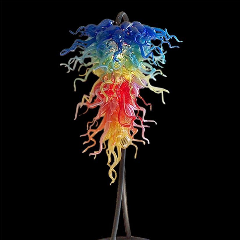 Tiffany Nordic Luxury Colorful Hand Blown Chandeliers Pendant Lamps Light 60 By 120cm for Dining Room Bedroom Kitchen Loft Hall Crystal Led Chandeli