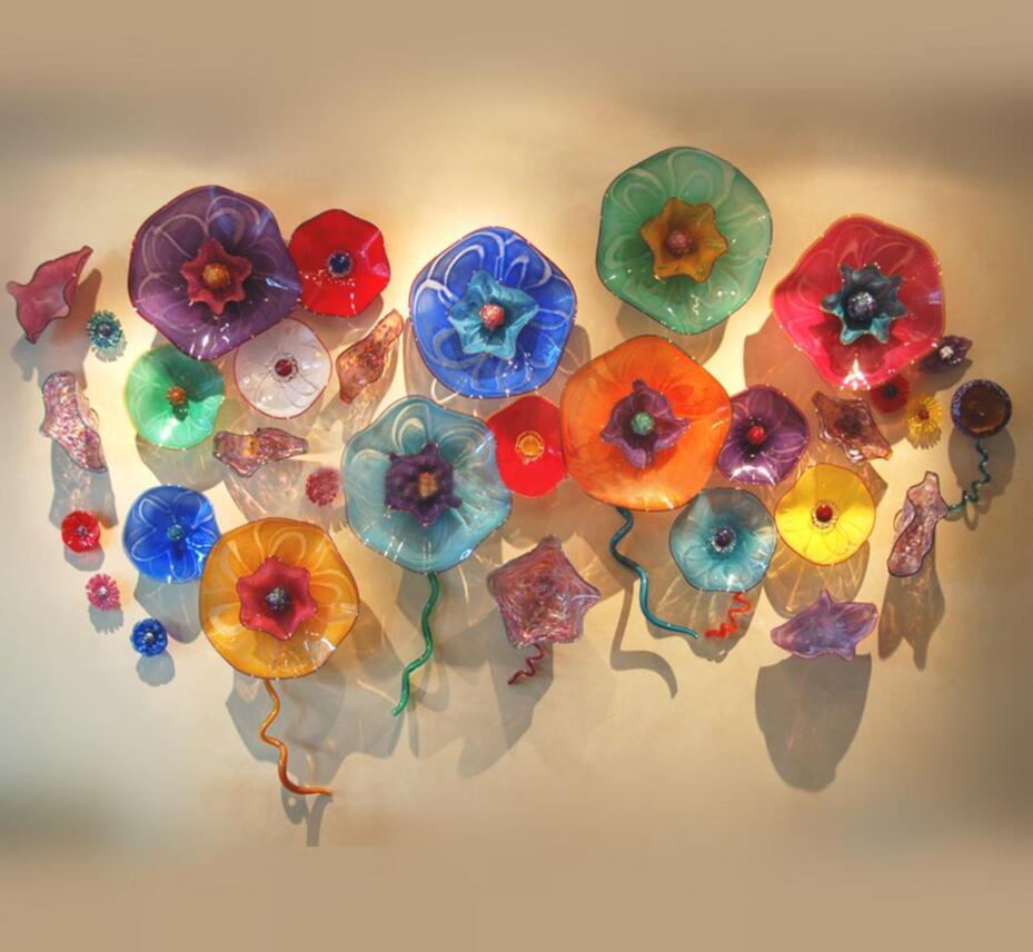 Tiffany-inspired stained glass floral plates for modern wall decor in homes, restaurants, museums, and hotels