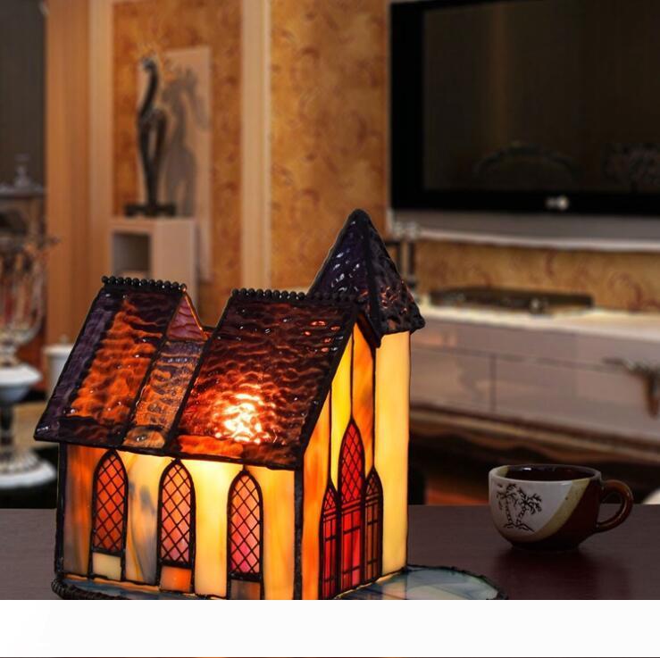Tiffany-style desk lamp for home decor with classic church-inspired design