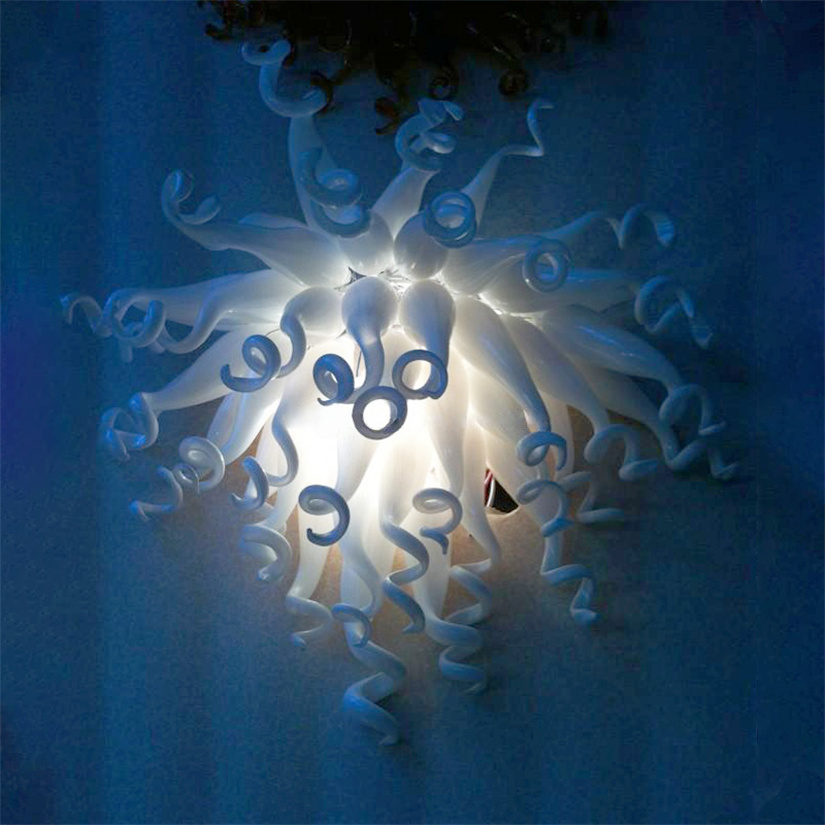 Tiffany-style handcrafted floral lobby lamp for indoor decor, custom Murano glass wall art in white (40x50cm)