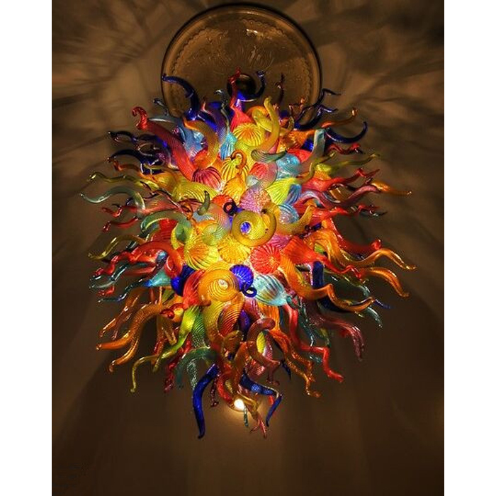 Tiffany-style LED chandelier lamps with handcrafted glass shades for home decor