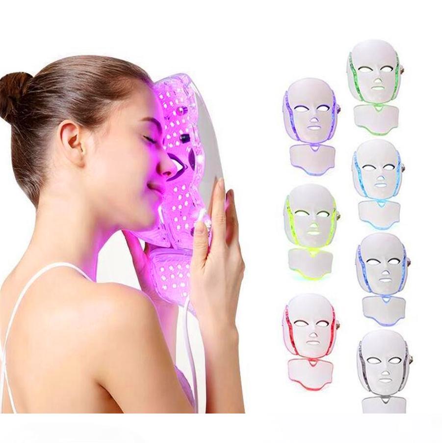 TOP PTD Photon LED Face and Neck Mask with 7-color LED therapy for skin brightening, firming, and anti-aging facial care