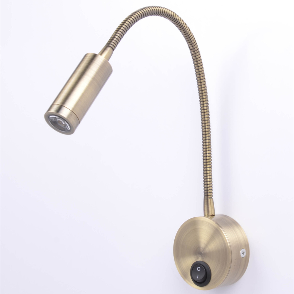 Topoch Bronze Gooseneck Reading Light LED Lamps 3W AC100-240V Flexible Wall Sconce Focused Beam Eye-Caring for Work Study Easy Hook Up