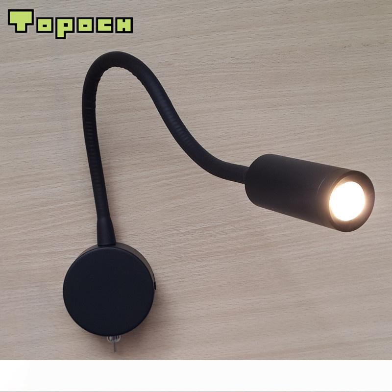 Topoch LED Bed Reading Light featuring On/Off Switch, 3W Narrow Beam, Flexible Aluminum Tube, and Built-in Driver for Rooms, RVs, and Boats